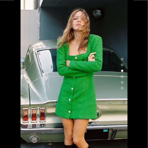 Zara textured weave green dress - Picture 4 of 11